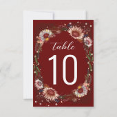 Boho Dark Red Maroon Table Number van de ketting F (Achterkant)
