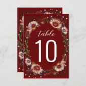 Boho Dark Red Maroon Table Number van de ketting F (Voorkant / Achterkant)