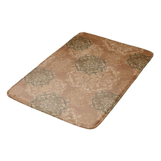 Boho Dark Rust Mandalas Bath Mat (Gekanteld)