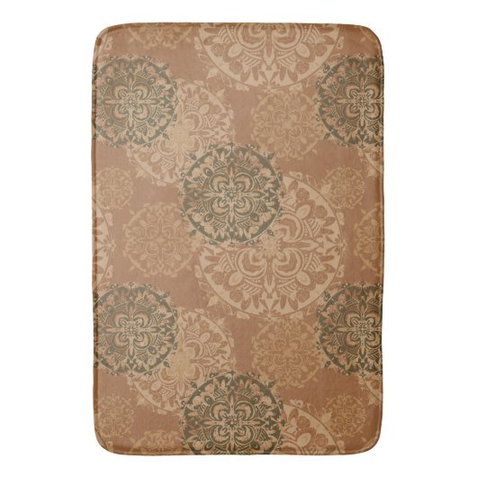 Boho Dark Rust Mandalas Bath Mat (Voorkant Verticaal)
