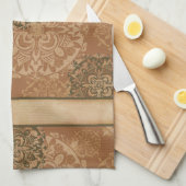 Boho Dark Rust Mandalas Kitchen Towel Theedoek (Quarter Fold)