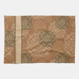 Boho Dark Rust Mandalas Kitchen Towel Theedoek