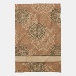 Boho Dark Rust Mandalas Kitchen Towel Theedoek