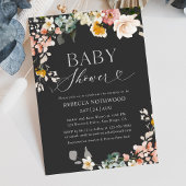 Boho Dark Waterverf Bloemen Baby shower Kaart