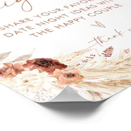 Boho Date Night Ideeën | Terracotta Pampas Grass Poster (Hoek)