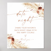 Boho Date Night Ideeën | Terracotta Pampas Grass Poster (Voorkant)
