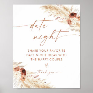 Boho Date Night Ideeën Terracotta Pampas Grass Poster
