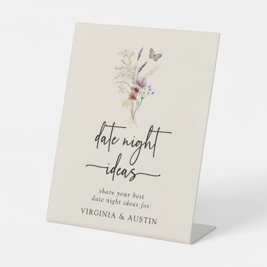 Boho Date Night Sign. Reclamebord Met Voetstuk (Voorkant)