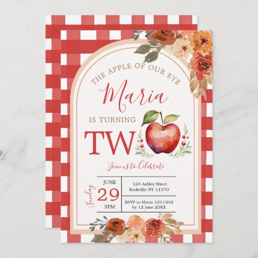 Boho De appel van ons oog wordt twee jaar Kaart (Voorkant / Achterkant)