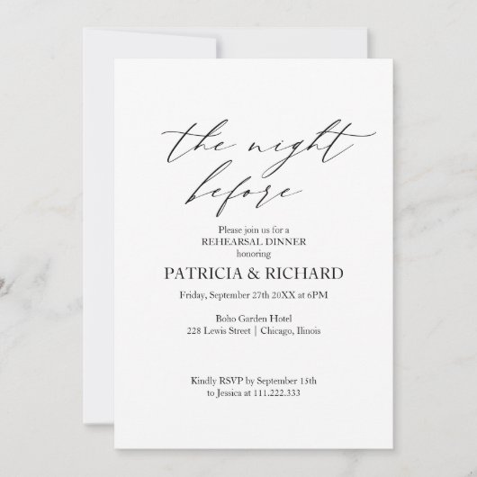 Boho de avond voor repetitie diner kaart (Voorkant)