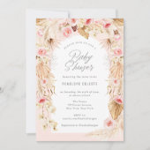 Boho, de babymeisjesdouche met roze bloemetjes kaart (Voorkant)