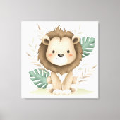 Boho Decor Leeuw & Bladeren Canvas Afdruk (Voorkant)