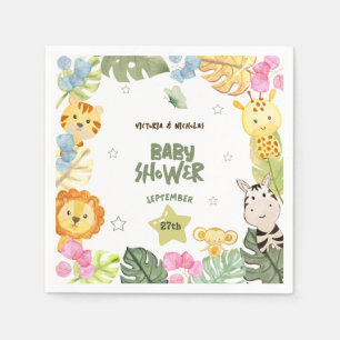 Boho decoratie voor baby shower met safari-thema servet