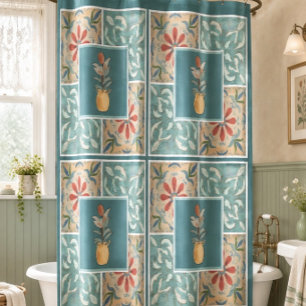 Boho decoratieve tegel (bloem) douchegordijn