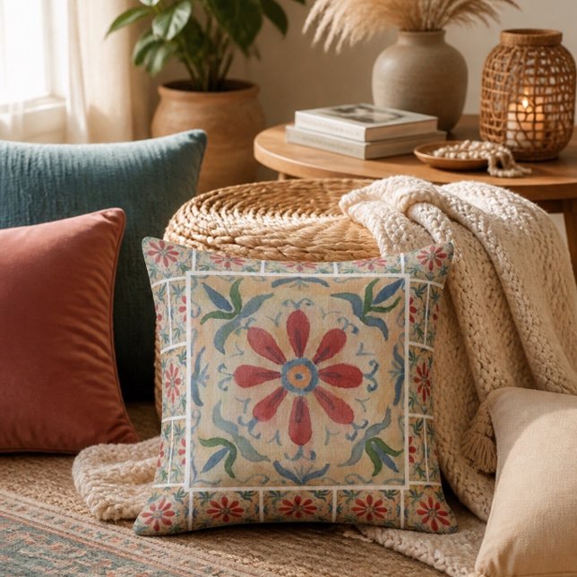 Boho decoratieve tegel (bloem) worp kussen (Creator heeft geüpload)
