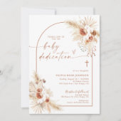 Boho Dedication Invite | Pampas Grass Boho Baptism Kaart (Voorkant)