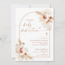 Boho Dedication Invite | Pampas Grass Boho Baptism