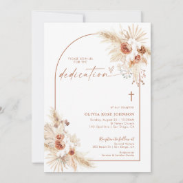 Boho Dedication Invite | Pampas Grass Boho Baptism Kaart