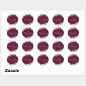 Boho Deep Wine Party Favorieten Bloemenbruiloft Ronde Sticker (Vel)