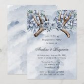 Boho Deer Antler Blauw Bloemen Bachelorette Party Kaart (Voorkant / Achterkant)