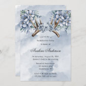 Boho Deer Antler Blauw Bloemen Bachelorette Party Kaart (Voorkant / Achterkant)