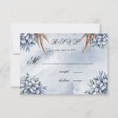 Boho Deer Antler Dusty Blue Floral RSVP Kaartje (Voorkant)