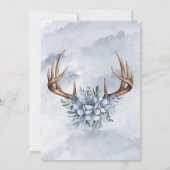 Boho Deer Antler Dusty Blue Floral Vrijgezellenfee Kaart (Achterkant)