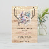 Boho Deer Antler Floral Bridesmaids Luncheon Kaart (Staand voorkant)