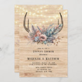 Boho Deer Antler Floral Couples Shower Kaart (Voorkant / Achterkant)
