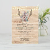 Boho Deer Antler Floral Rehearsal Dinner Kaart (Staand voorkant)