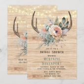 Boho Deer Antler Floral Vrijgezellenfeest Kaart (Voorkant / Achterkant)