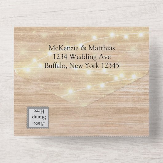 Boho Deer Antler Floral Wedding All In One Uitnodiging (Achterkant)