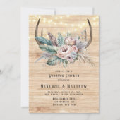 Boho Deer Antler Floral Wedding Shower Kaart (Voorkant)