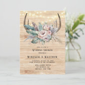Boho Deer Antler Floral Wedding Shower Kaart (Staand voorkant)