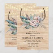 Boho Deer Antler Floral Wedding Shower Kaart (Voorkant / Achterkant)