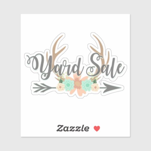 BOHO Deer Antlers Arrow Yard Sale Sticker (Vel)