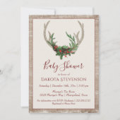 Boho Deer Antlers | Baby shower met feestdagen Kaart (Voorkant)