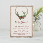 Boho Deer Antlers | Baby shower met feestdagen Kaart (Staand voorkant)
