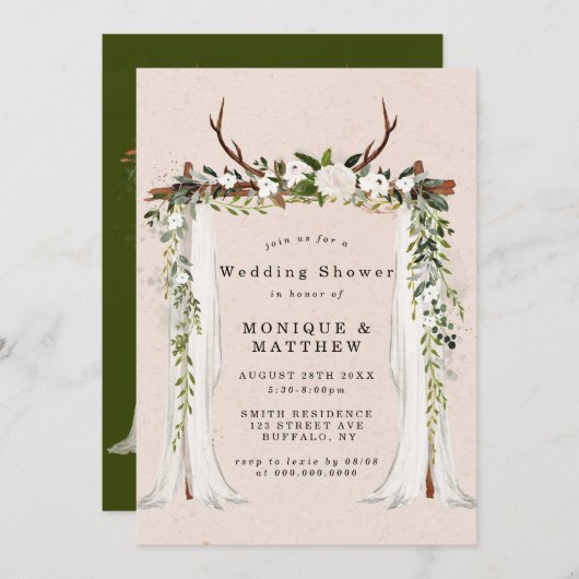 Boho Deer Antlers Canopy Wedding Shower (Voorkant / Achterkant)
