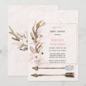 Boho Deer Antlers en Florals Arrows Vrijgezellenfe Kaart (Voorkant / Achterkant)