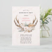 Boho Deer Antlers en Florals Bachelorette Party Kaart (Staand voorkant)