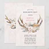 Boho Deer Antlers en Florals Bachelorette Party Kaart (Voorkant / Achterkant)