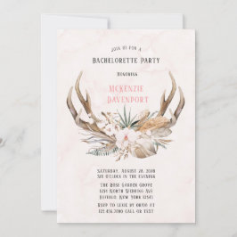 Boho Deer Antlers en Florals Bachelorette Party Kaart