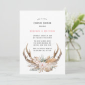 Boho Deer Antlers en Florals Couples Shower Kaart (Staand voorkant)