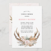 Boho Deer Antlers en Florals Couples Shower Kaart (Voorkant / Achterkant)
