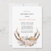 Boho Deer Antlers en Florals Engagement Party Kaart (Voorkant)