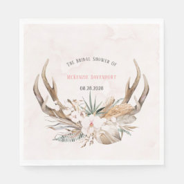Boho Deer Antlers en Florals Vrijgezellenfeest Servet