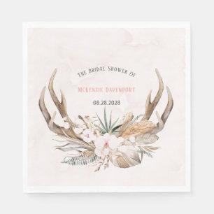 Boho Deer Antlers en Florals Vrijgezellenfeest Servet