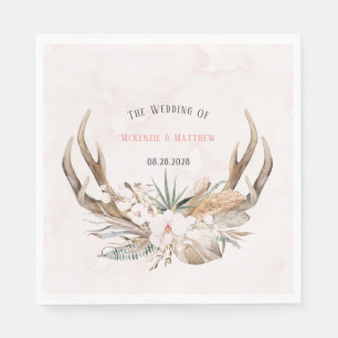 Boho Deer Antlers en Florals Wedding Servet