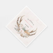 Boho Deer Antlers en Florals Wedding Servet (Hoek)